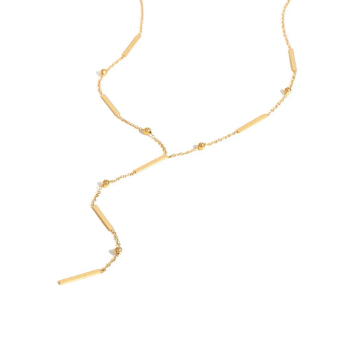 Beaded Long Chain Y Shape Necklace , Minimalist Drop Bar Pendant Choker Necklaces, Clavicle Chain Jewelry – Halskette