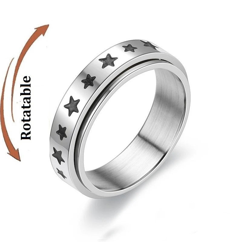 Anti-Stress Fidget Ring aus Edelstahl – Drehbarer Anxiety Spinner Ring