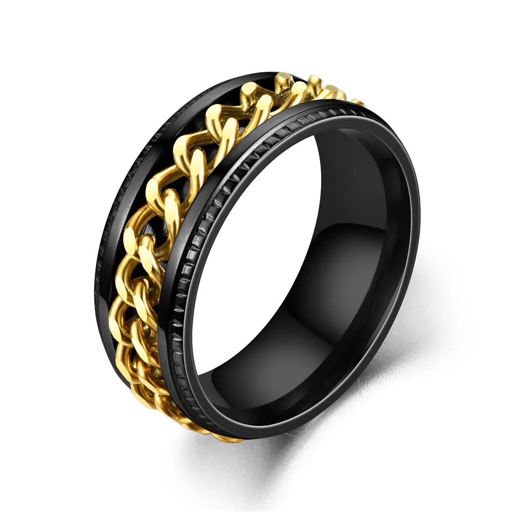 Titanium Steel Rotatable Chain Rings for Women Men Spinner Ring Multifunctional Chain Ring Men Bottle Opener Ring Jewelry Gifts
