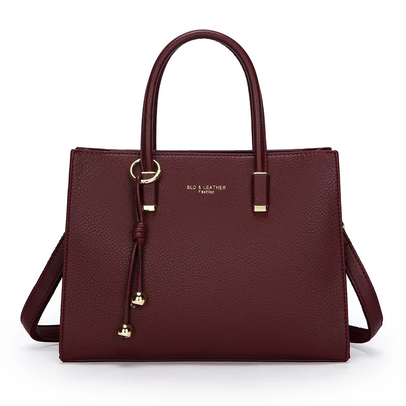 Women's PU Leather Handbag – Large Tote & Crossbody Bag with 3 Compartments