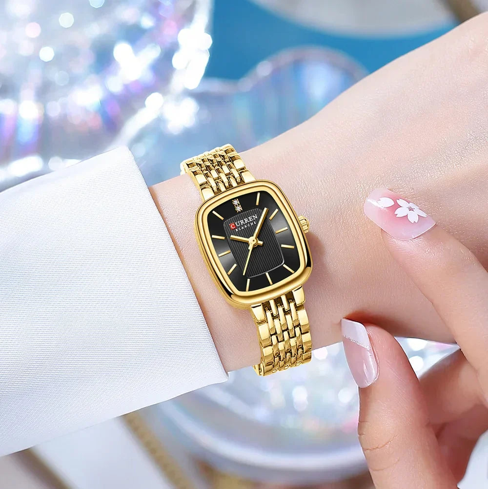 Edle Damen Armbanduhr Edelstahl Analog Quarz wasserbeständig
