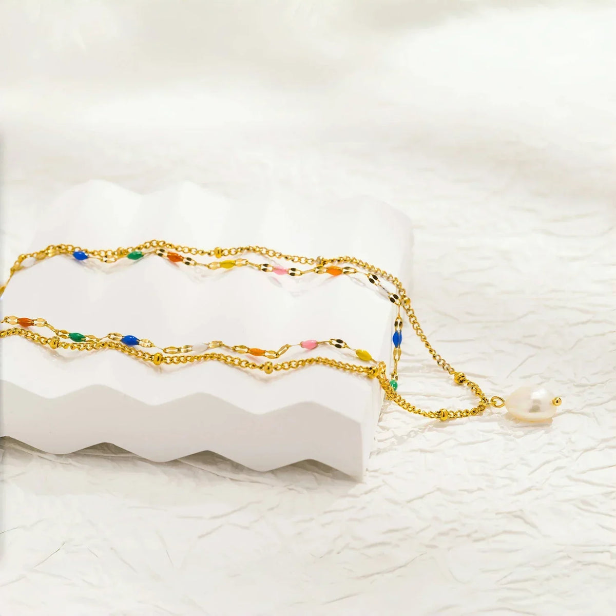 UHBINYCA Double-layer Layered Necklace for Women, Stainless Steel Chain Pearl Charm Pendant Necklace for Daily Jewelry