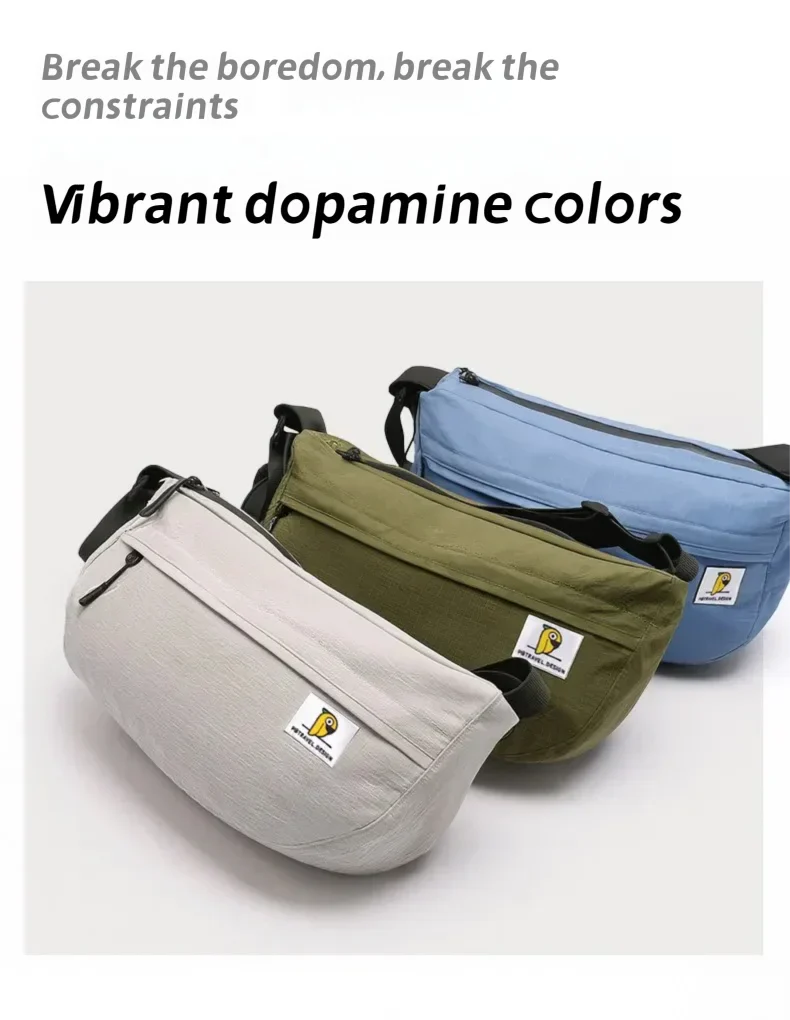Trendy Nylon Crossbody Bag with Zipper with