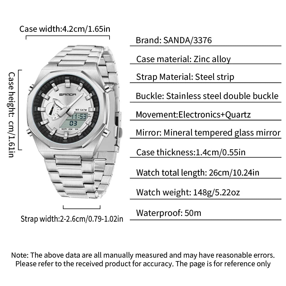 SANDA Luxury Men's Electronic Dual Watch