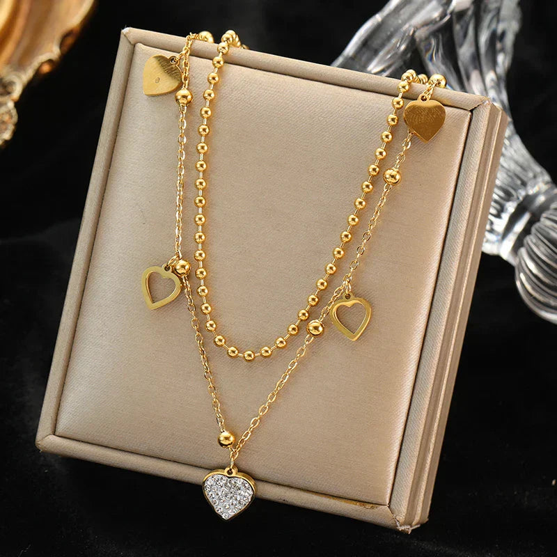 EILIECK 316L Stainless Steel Geometric Colorful Crystal Zirconia Pendant Necklace For Women Fashion Neck Chain Jewelry Gift