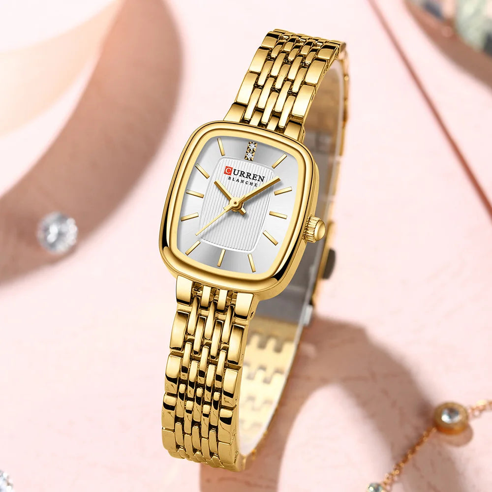 Edle Damen Armbanduhr Edelstahl Analog Quarz wasserbeständig