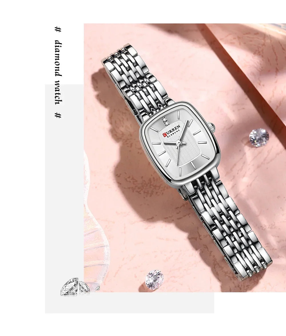 Edle Damen Armbanduhr Edelstahl Analog Quarz wasserbeständig