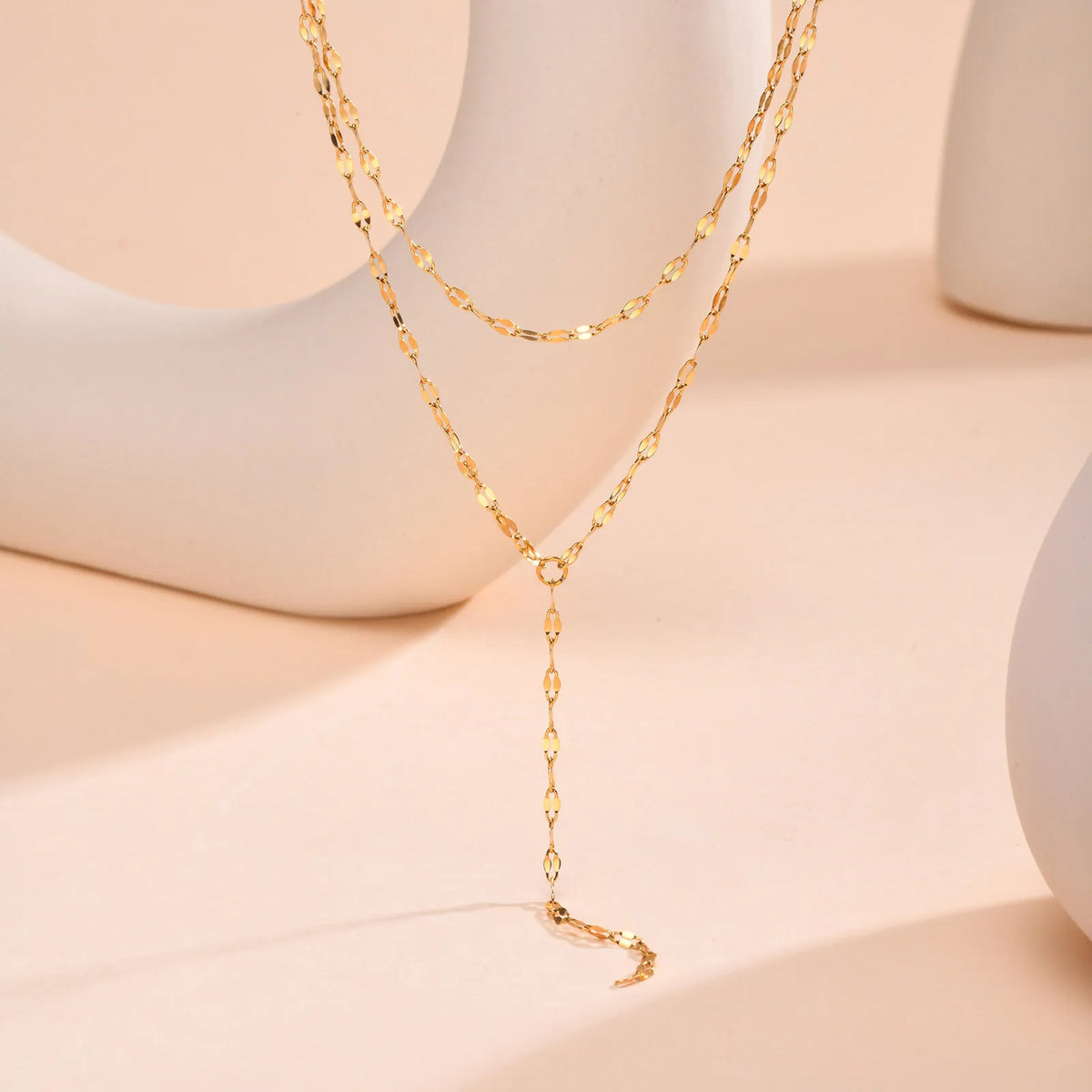 Y Lariat Necklace with Bar Pendant, Stainless Steel Long Chain, Women's Trendy Necklaces
