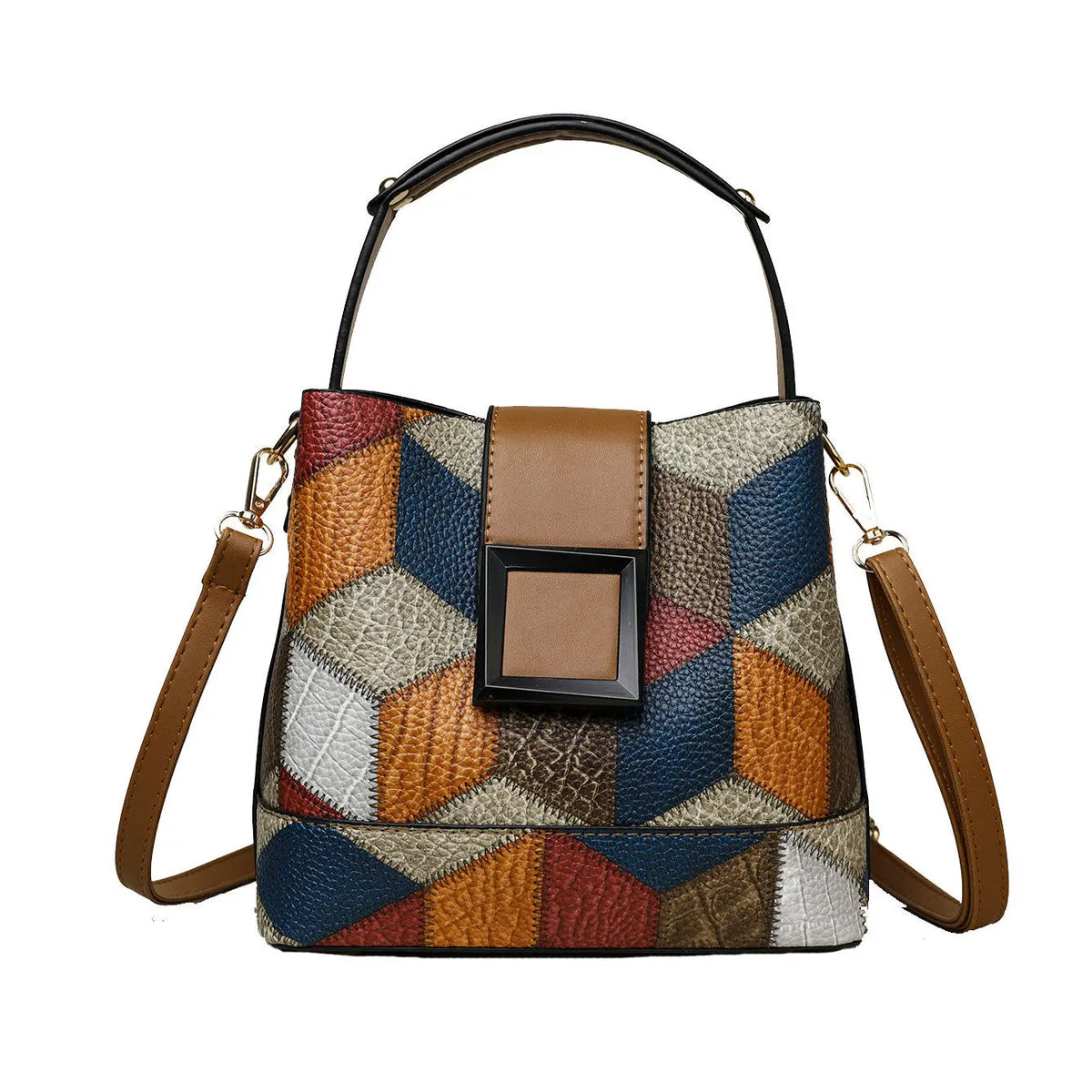 Elegant crossbody handbag in leather look with zip fastener with