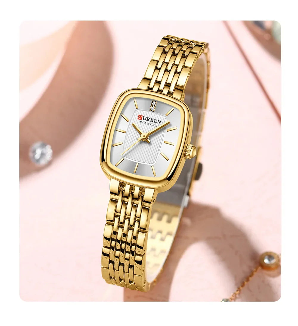 Edle Damen Armbanduhr Edelstahl Analog Quarz wasserbeständig