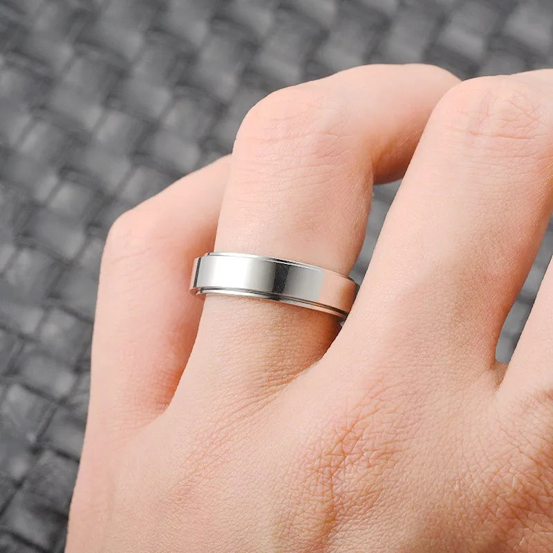 Anti-Stress Fidget Ring aus Edelstahl – Drehbarer Anxiety Spinner Ring