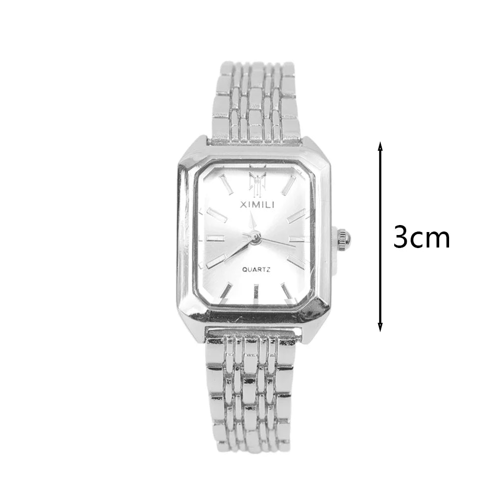 Elegante Damen-Quarzuhr mit eckigem Zifferblatt – Edelstahl Armbanduhr in Gold oder Silber