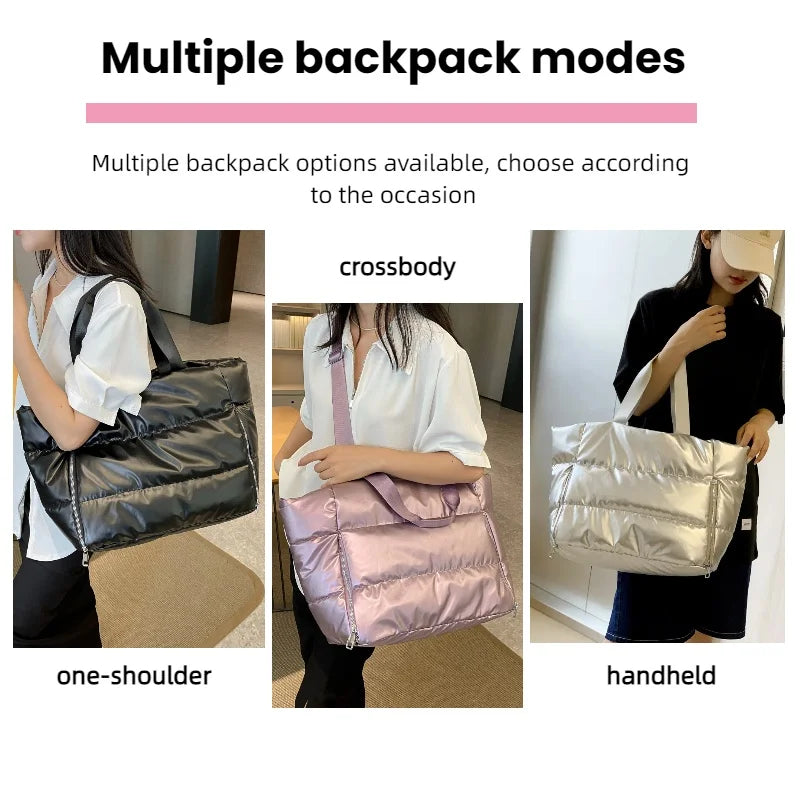 Kompakte Shopper Nylon mit Reißverschluss mit Innenfächern