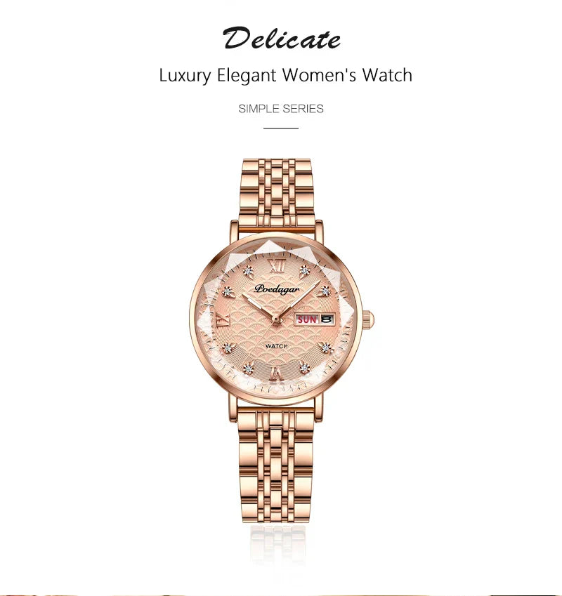 Klassische Damen Armbanduhr Edelstahl Analog Quarz wasserbeständig