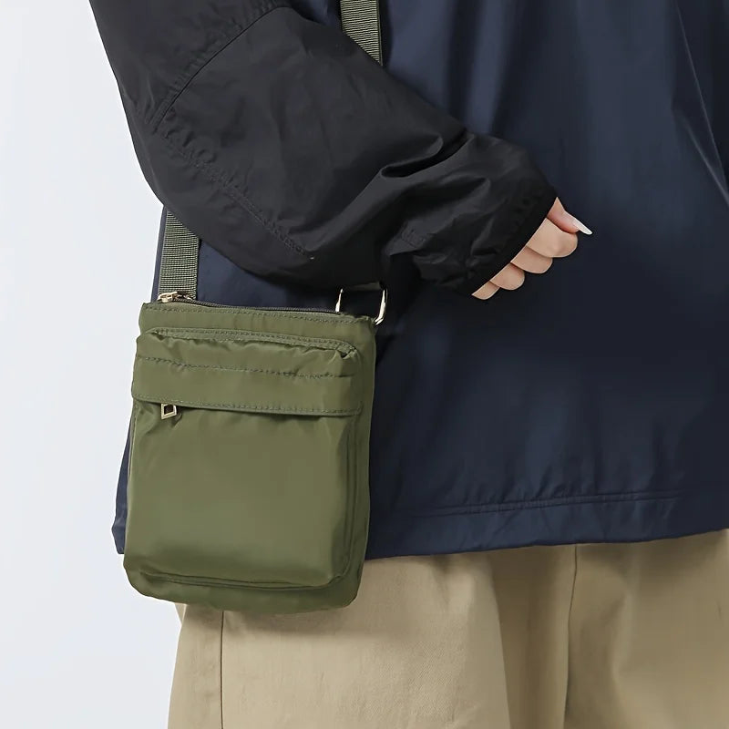 Practical Nylon Crossbody Bag with Zipper Mini
