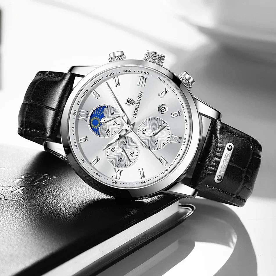 Edle Damen Armbanduhr Lederarmband Analog Quarz wasserbeständig