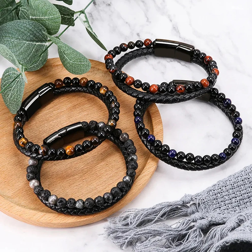 Edelstahl & Naturstein Armband für Damen & Herren