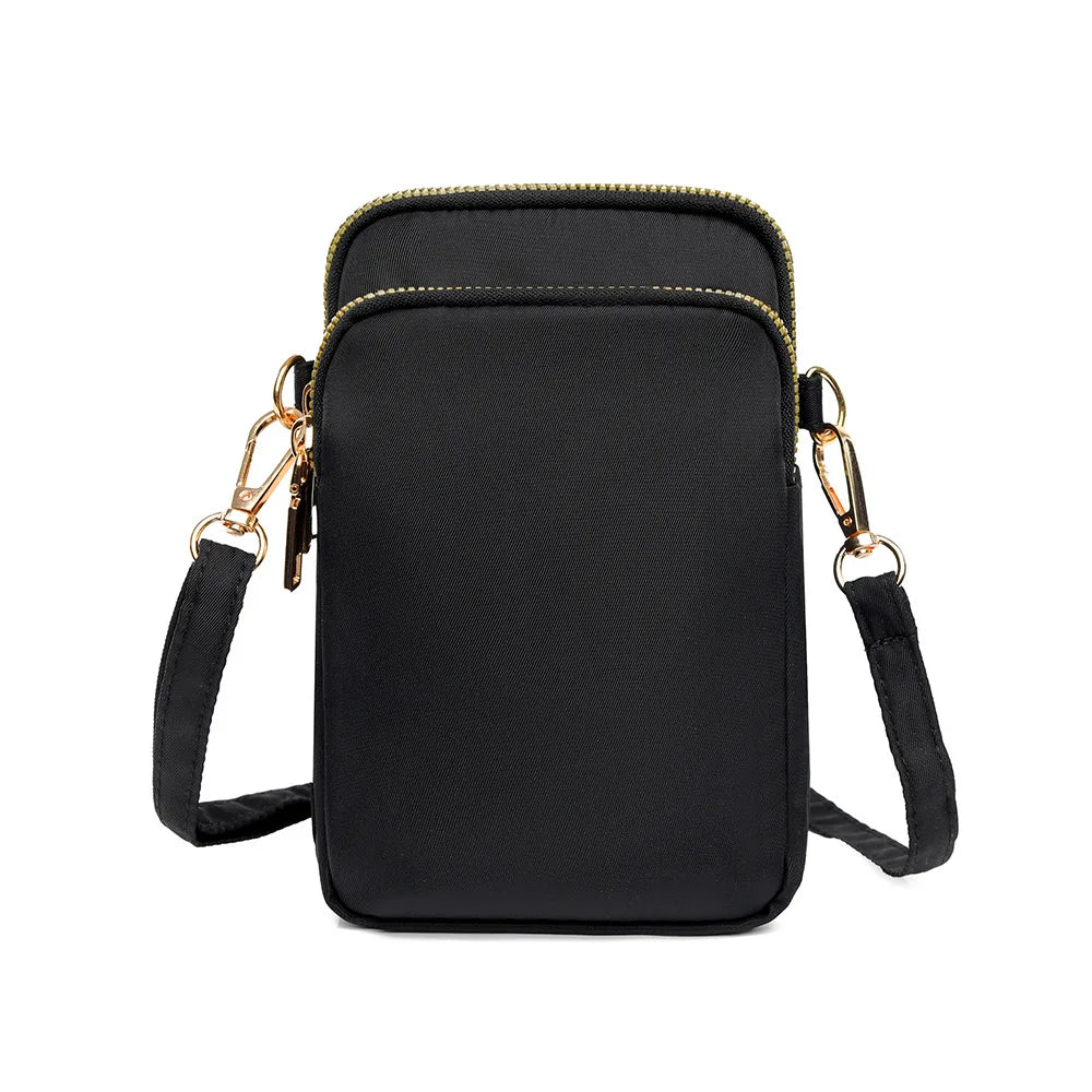 Kompakte Crossbody Handtasche Lederoptik mit Reißverschluss mit