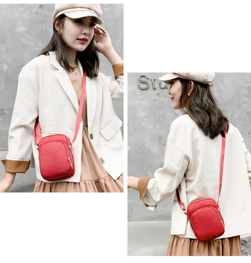 Kompakte Crossbody Handtasche Lederoptik mit Reißverschluss mit
