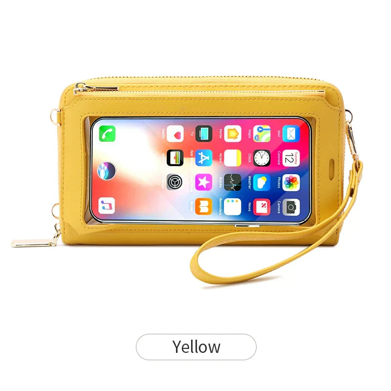 Compact faux leather crossbody bag with zipper with