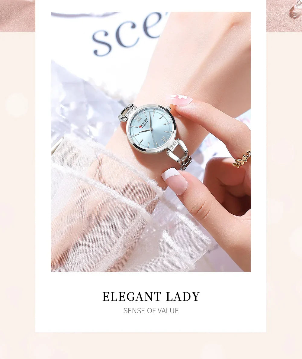 Edle Damen Armbanduhr Edelstahl Analog Quarz