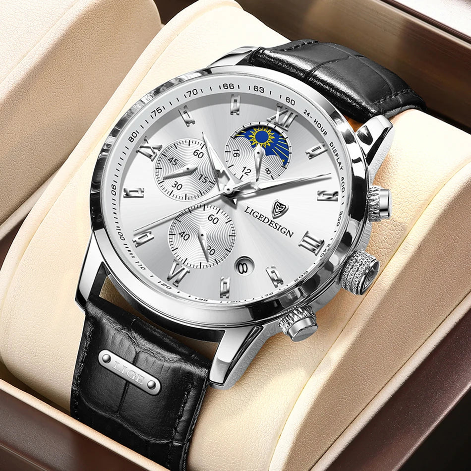 Edle Damen Armbanduhr Lederarmband Analog Quarz wasserbeständig