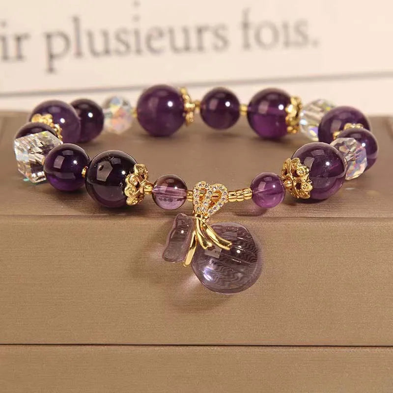Elegantes Perlen Armband mit lila Kristallen – Damen Party Schmuck 2025