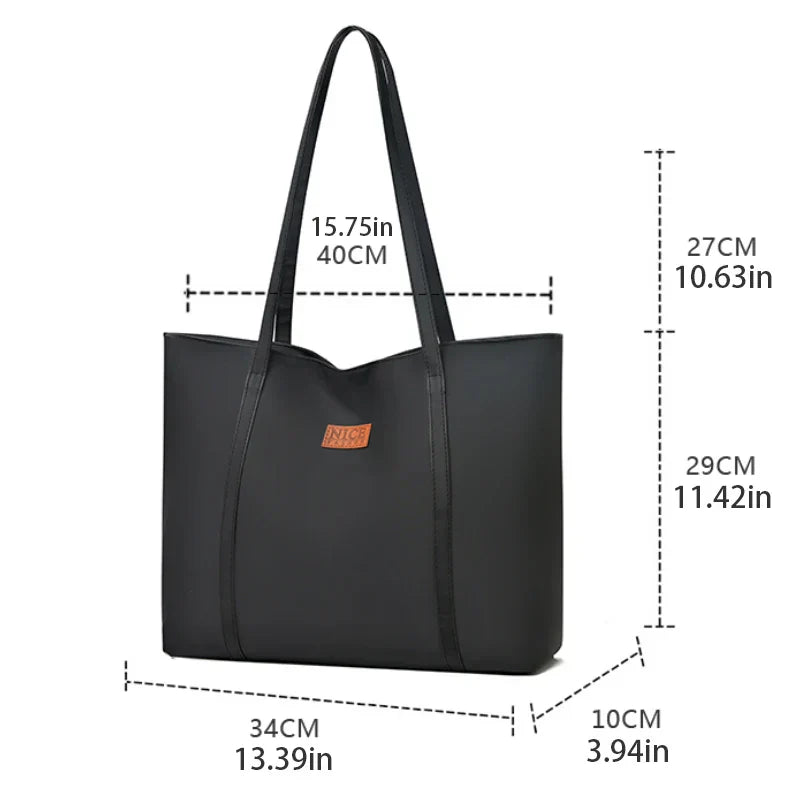Stylish Nylon Shopper with Zipper and Interior Pockets
