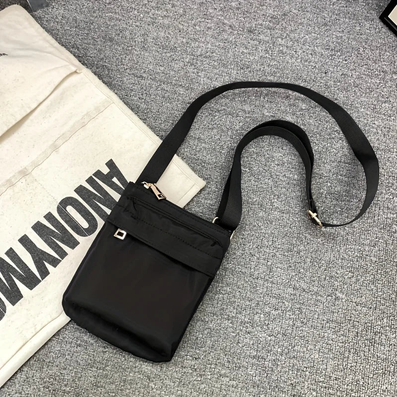 Practical Nylon Crossbody Bag with Zipper Mini