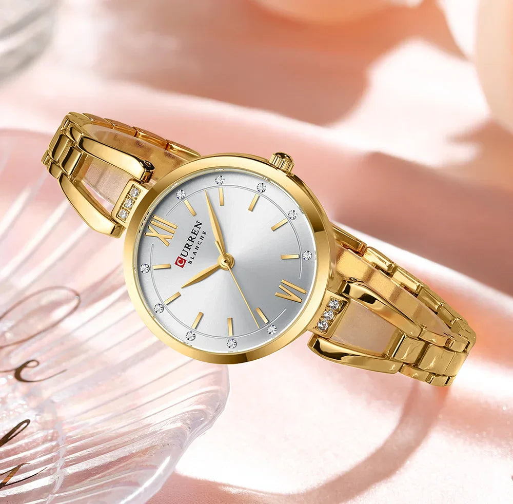 Edle Damen Armbanduhr Edelstahl Analog Quarz