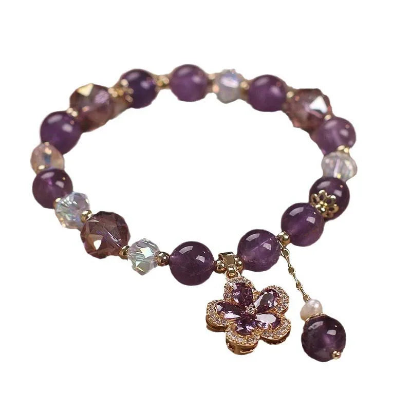 Elegantes Perlen Armband mit lila Kristallen – Damen Party Schmuck 2025
