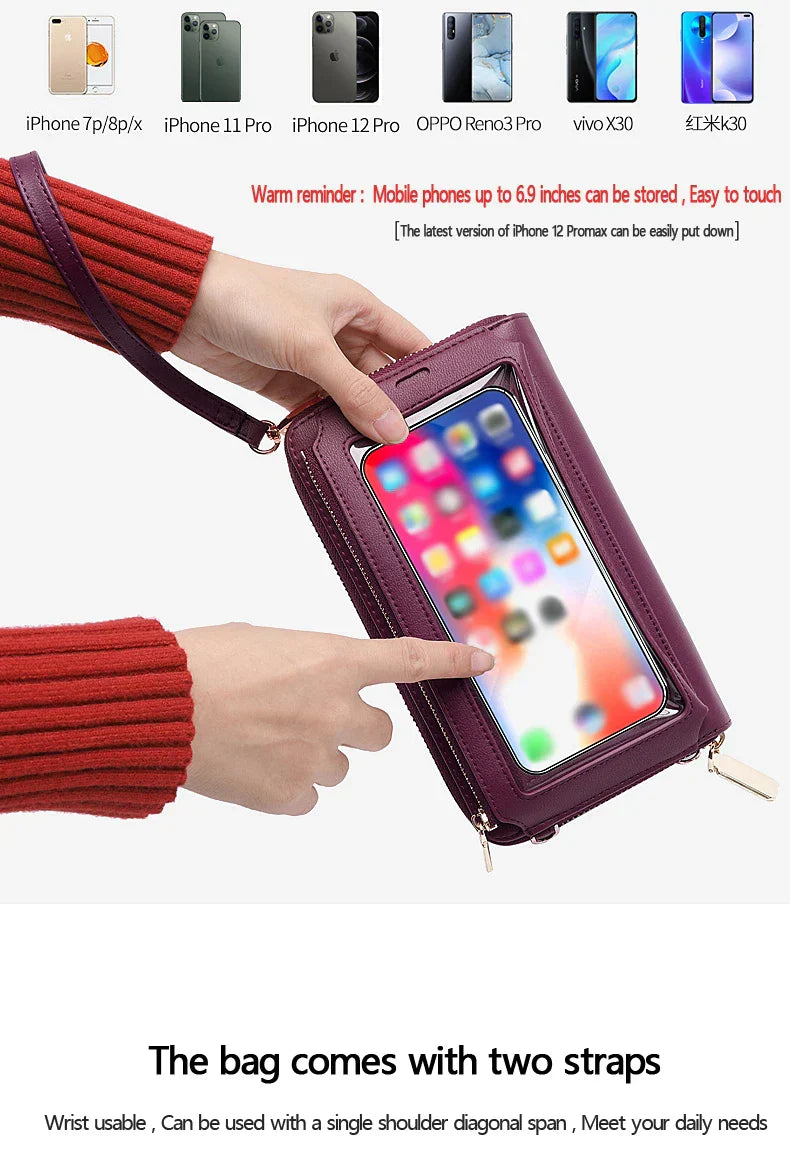 Kompakte Crossbody Handtasche Lederoptik mit Reißverschluss mit