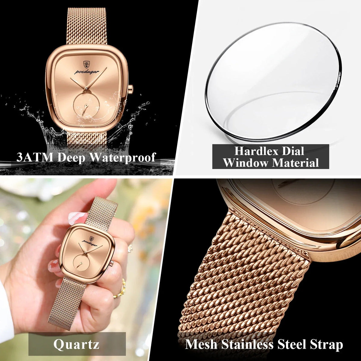 Moderne Damen Armbanduhr Edelstahl Analog Quarz wasserbeständig