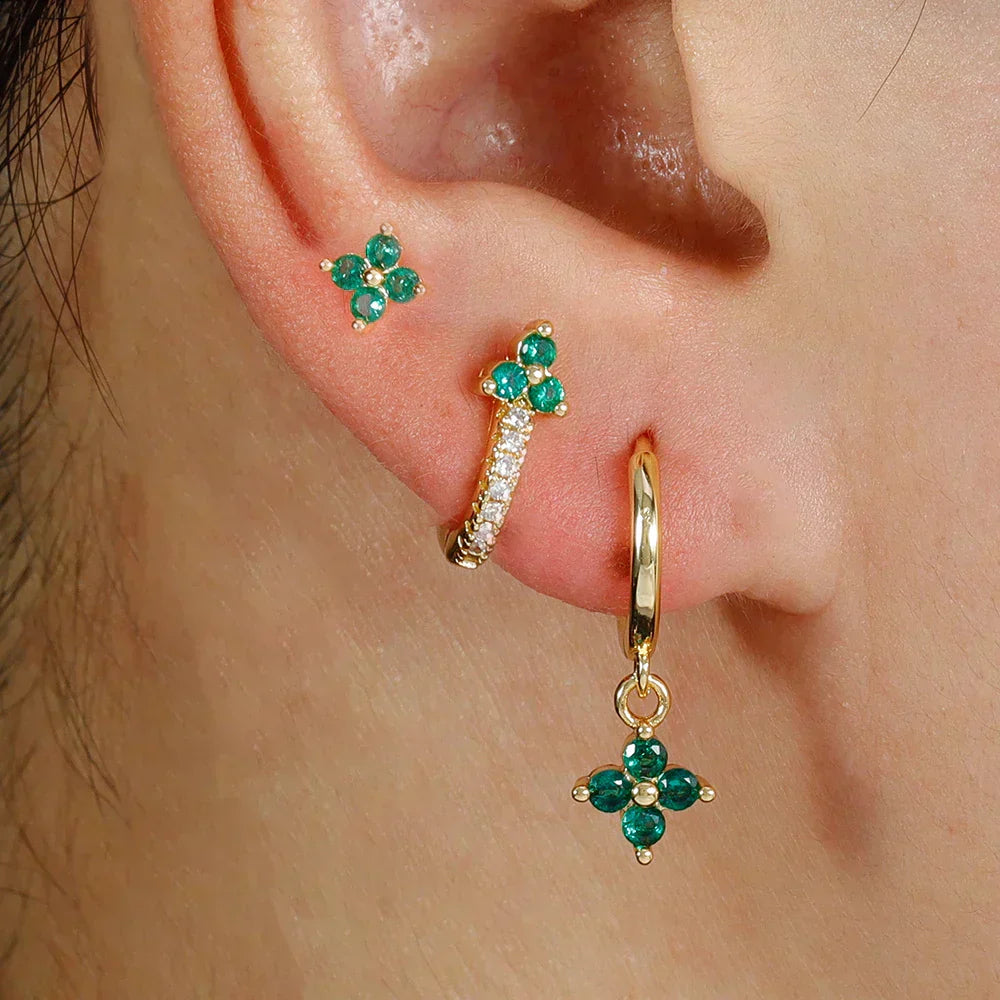 3PCS Fashion Stainless Steel Flower Small Hoop Earrings Set 18K Gold Plated Huggie Cartilage Piercing Jewelry aretes