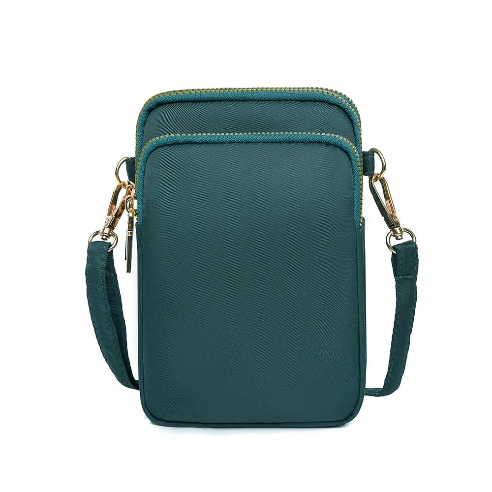 Kompakte Crossbody Handtasche Lederoptik mit Reißverschluss mit