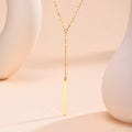 Y Lariat Necklace with Bar Pendant, Stainless Steel Long Chain, Women's Trendy Necklaces