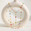 Summer Colorful Rainbow Natural Stone Boho Necklace for Women, Stainless Steel Beaded Chain Y-Shaped Necklace, Fashion Jewelry