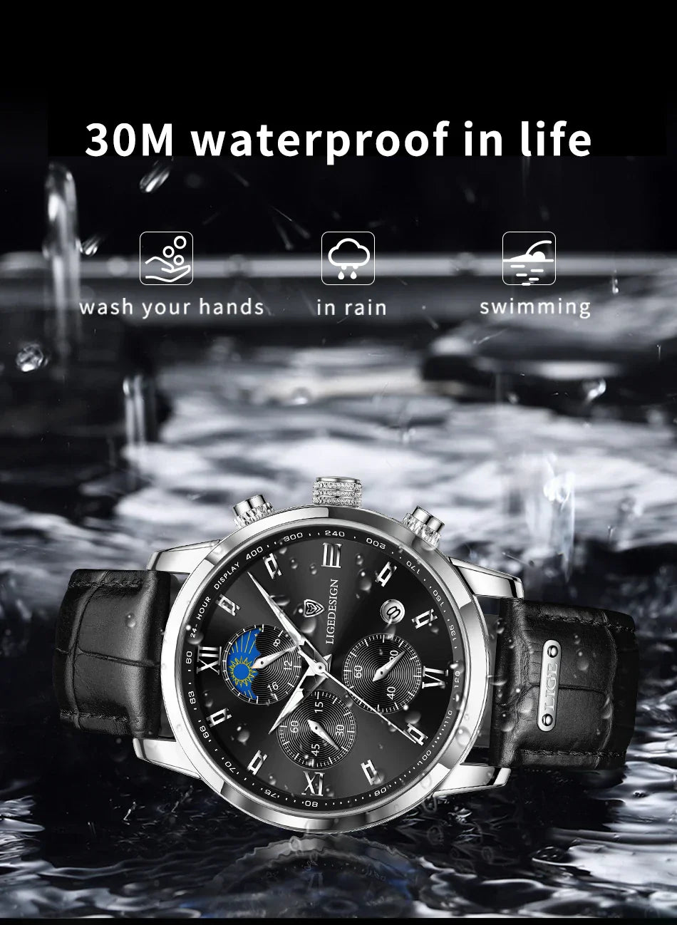 Edle Damen Armbanduhr Lederarmband Analog Quarz wasserbeständig