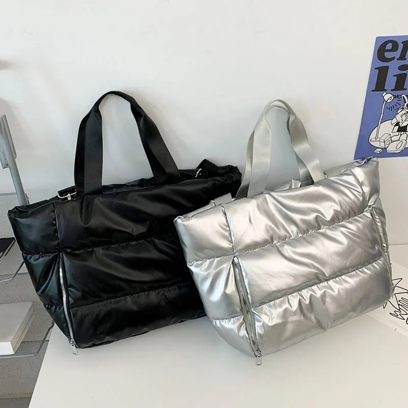 Kompakte Shopper Nylon mit Reißverschluss mit Innenfächern