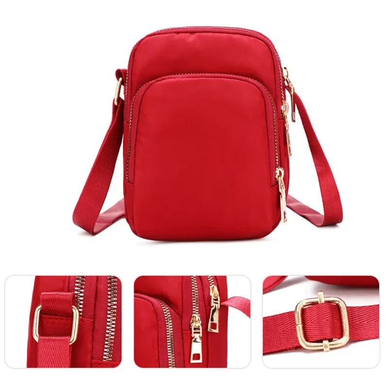 Kompakte Crossbody Handtasche Lederoptik mit Reißverschluss mit