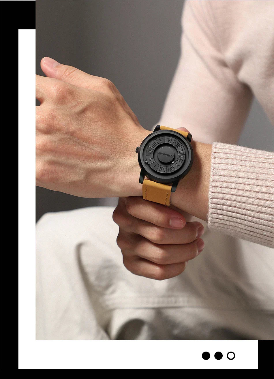 2024 New Luxury Quartz Watch for Men – Creative Scroll Hands, Magnetic Wrist Watch, Relogio Masculino