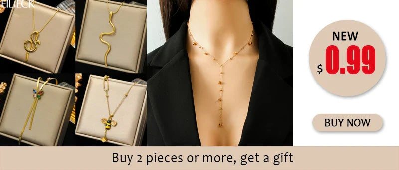 EILIECK 316L Stainless Steel Geometric Colorful Crystal Zirconia Pendant Necklace For Women Fashion Neck Chain Jewelry Gift