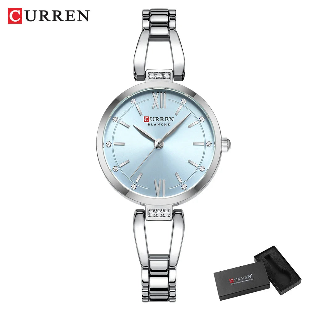 Edle Damen Armbanduhr Edelstahl Analog Quarz
