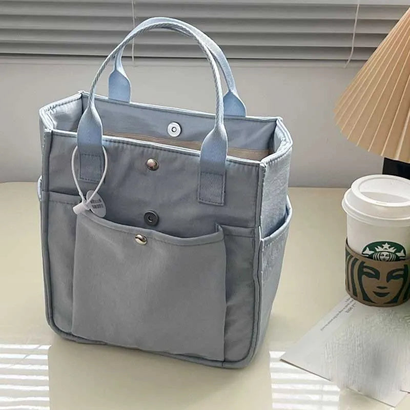 Practical Canvas Shopper with Zipper and Inner Compartments
