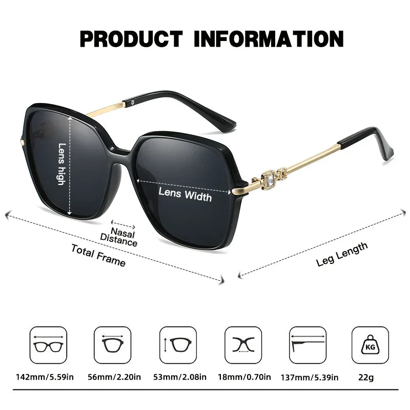 Edle Sonnenbrille Eckig Metall polarisiert UV400 Verlaufsglas