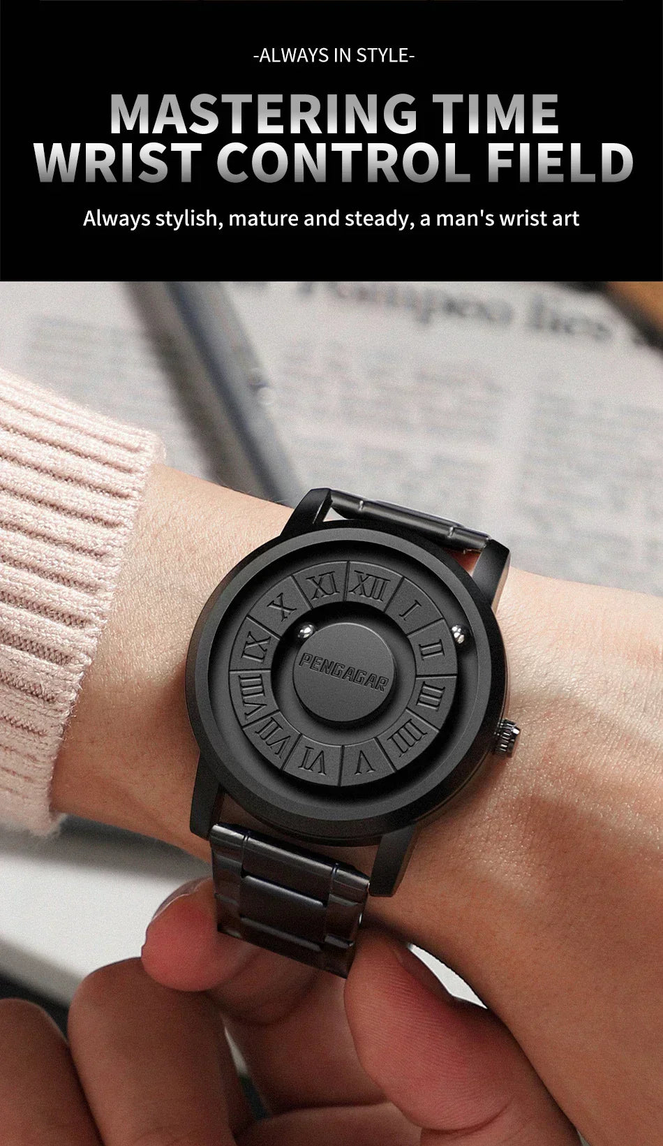 2024 New Luxury Quartz Watch for Men – Creative Scroll Hands, Magnetic Wrist Watch, Relogio Masculino