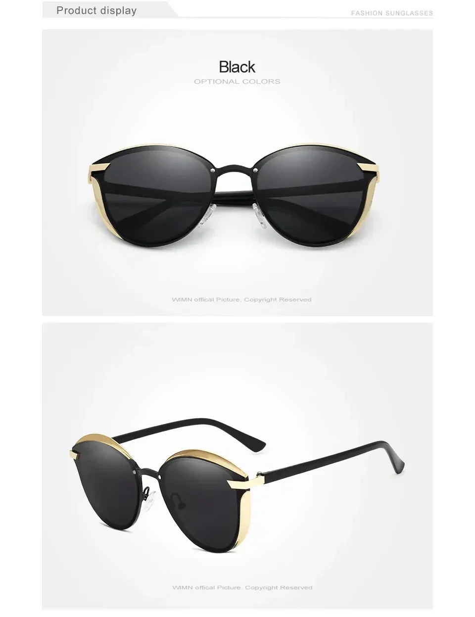 Minimalistische Sonnenbrille Cat-Eye PC polarisiert UV400 Spiegelglas