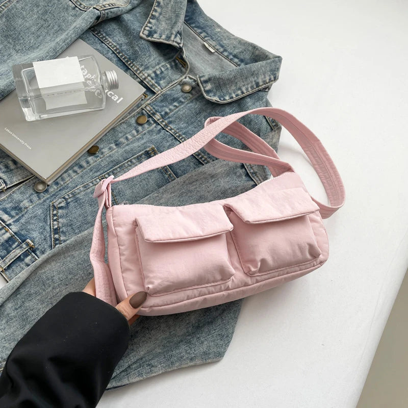 Modern Nylon Crossbody Bag with Zipper