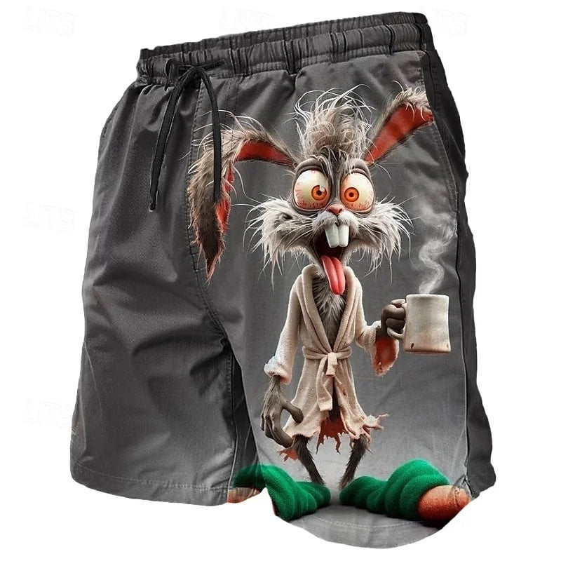 3D Animal Print Beach Shorts für Herren & Kinder – Sommer Board Shorts mit Tiger-, Schaf-, Huhn- & Kaninchenmotiv