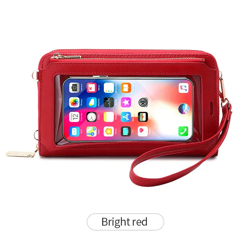 Compact faux leather crossbody bag with zipper with